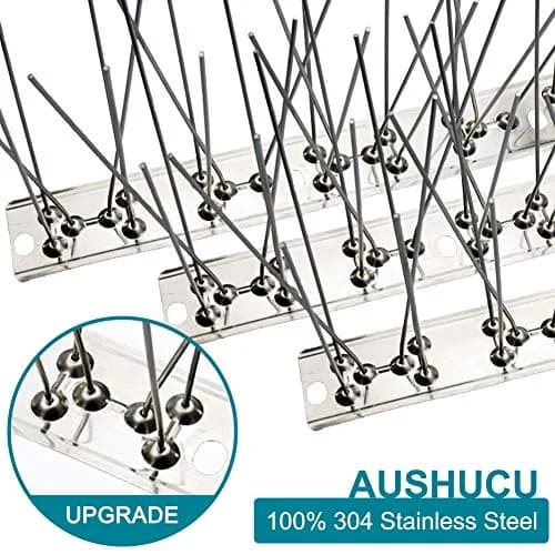 aushucu Stainless Steel Bird Spikes 21.6 Feet (20 Bases, 20 Sets) | Rust-Proof Pigeon Control for Buildings thumbnail 2