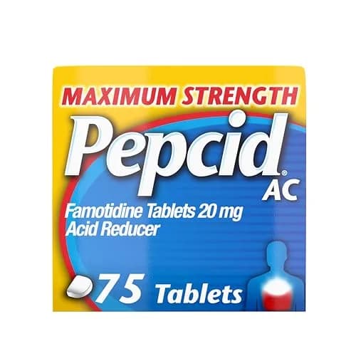 Pepcid AC Maximum Strength Heartburn Relief Tablets 75 ct | Famotidine 20mg Acid Reducer thumbnail 1