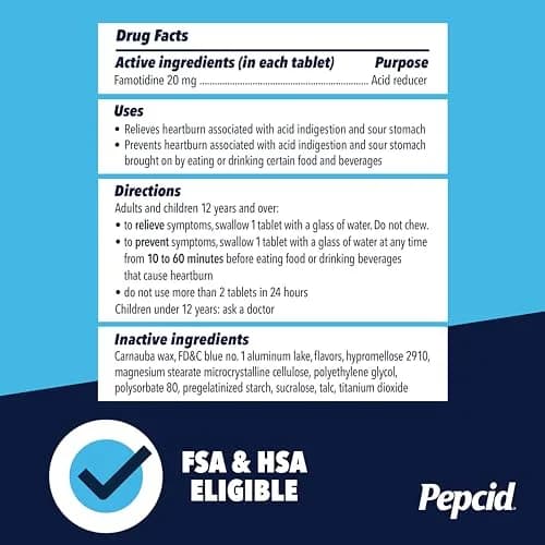 Pepcid AC Maximum Strength Heartburn Relief Tablets 75 ct | Famotidine 20mg Acid Reducer thumbnail 9
