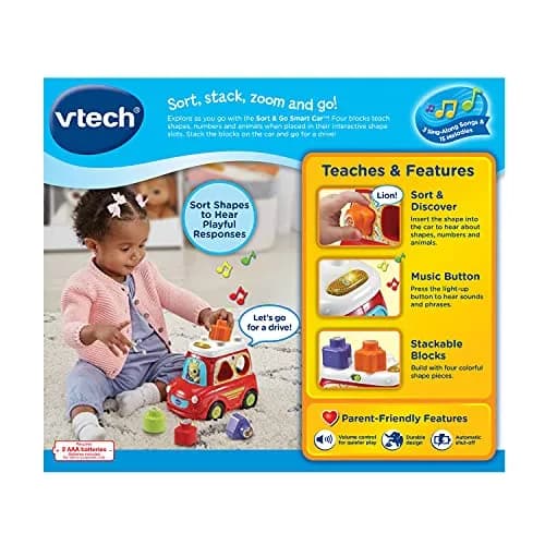 VTech Sort and Go Smart Car, Red | Interactive Learning Toy for 12-36 Months thumbnail 8