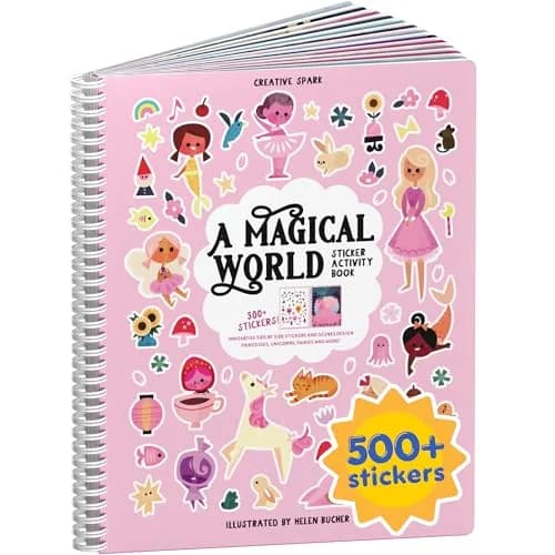 CUPKIN Life of Cute Bunnies Sticker Book with Coloring Pages, 300+ Stickers for Toddlers Ages 2-8 — A Magical World