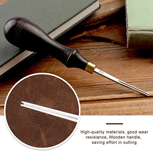 DIUDUS Leather Edge Beveler Tool 0.7mm (4#) with Wood Handle | Professional Grade Leather Skiving Tool thumbnail 6
