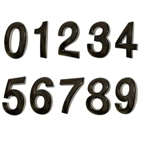 HopeWan Black Mailbox Numbers 7cm (2.75 inch) Pack of 10 | Self-Adhesive Waterproof ABS Plastic — Dark