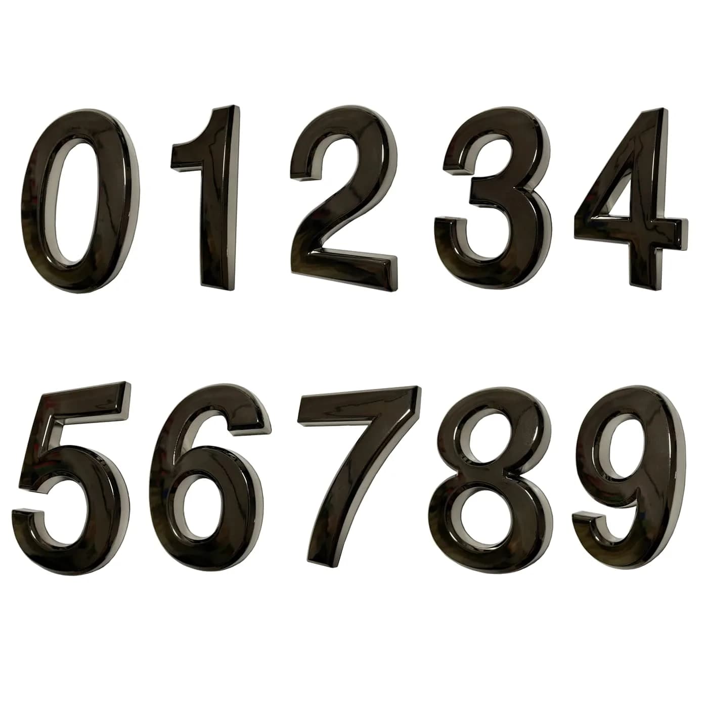 HopeWan Black Mailbox Numbers 7cm (2.75 inch) Pack of 10 | Self-Adhesive Waterproof ABS Plastic