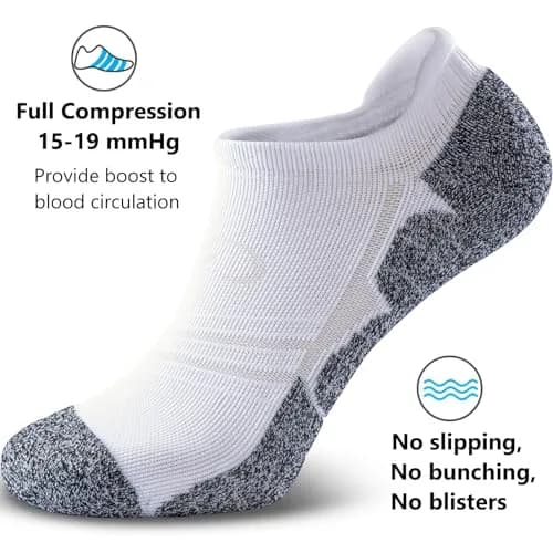 CWVLC No Show Sports Compression Socks 4-pairs | Moisture Wicking, Anti-Blister, Arch Support, Low Cut thumbnail 3