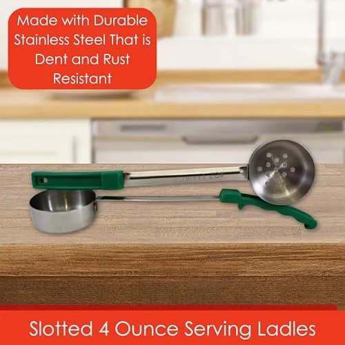 Habanerofire 4 oz Slotted Stainless Steel Portion Control Ladle Spoodle - Pack of 2 | Commercial Grade for Draining & Serving Pasta, Veggies thumbnail 3