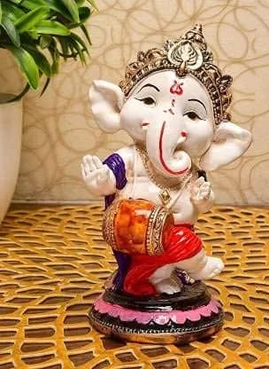 Mahi Home Decor Dancing Ganesha Figurine 6.2cm (2.44in) | Red Poly Resin Statue for Home & Office - main product image