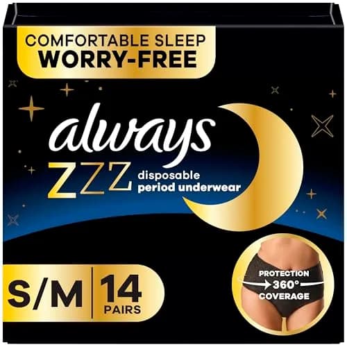 Always ZZZ Overnight Disposable Period Underwear for Women Small/Medium, 14 Count (2 Packs of 7) | Ultimate Leakage Protection thumbnail 1