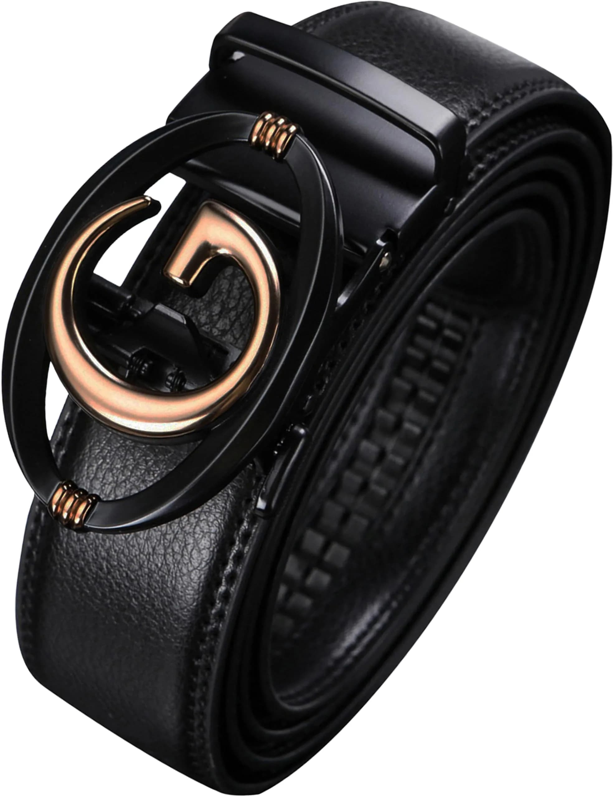 Civantiya Men's Ratchet Belt Leather Belt 36-42" | Perfect Fit with Auto-Lock (Black Style 01, 1.38" Wide) — Black Style 04