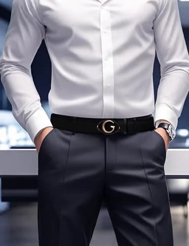 Civantiya Men's Ratchet Belt Leather Belt Adjustable 46-52" | Perfect Fit with Auto-Lock (Black Style 04, 1.38" Wide) thumbnail 3