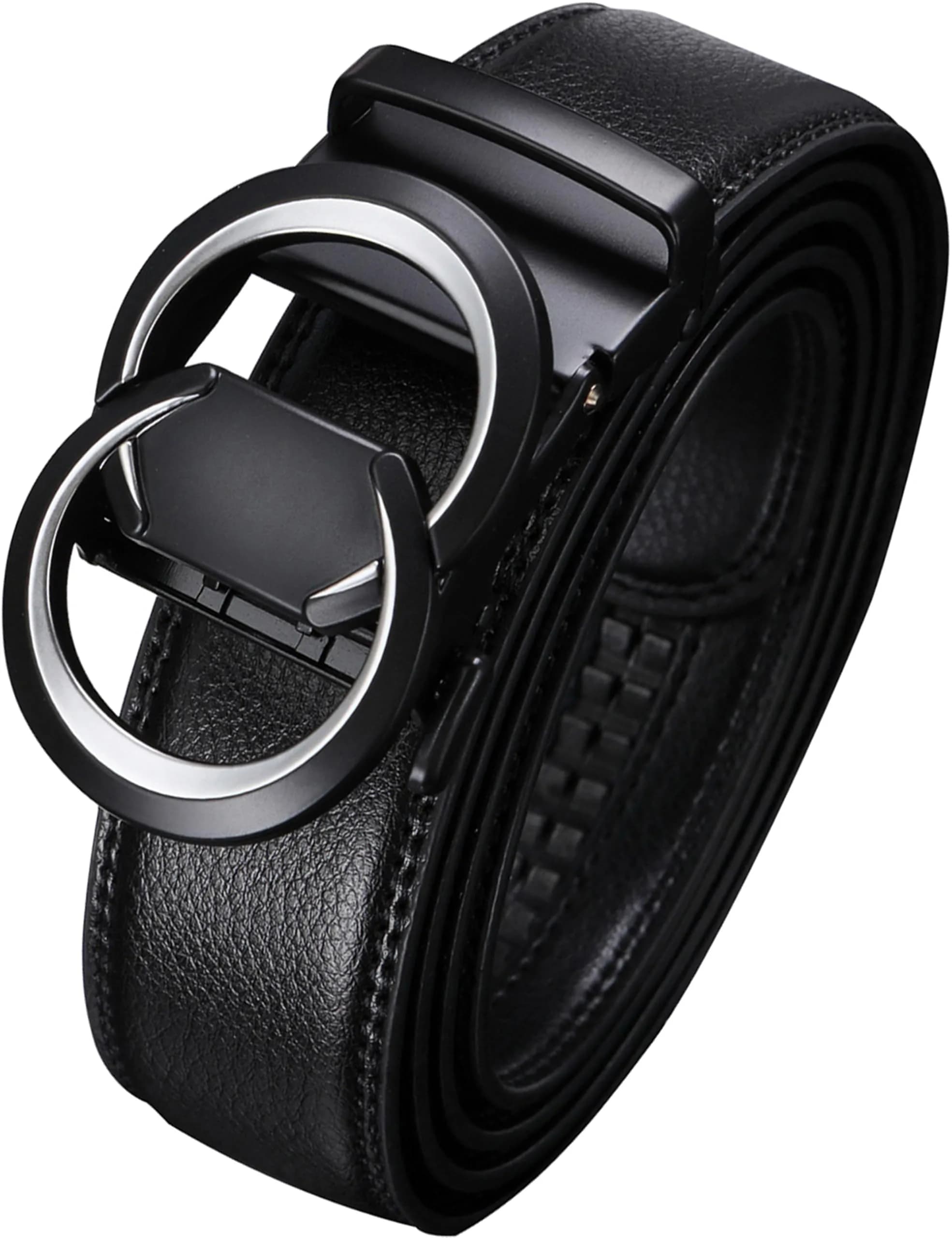 Civantiya Men's Ratchet Belt Leather Belt 36-42" | Perfect Fit with Auto-Lock (Black Style 01, 1.38" Wide)