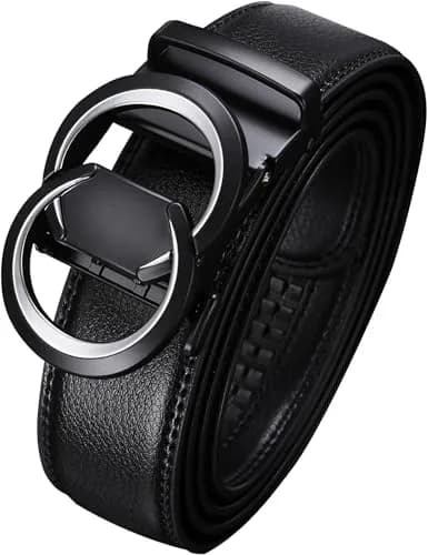 Civantiya Men's Ratchet Belt Leather Belt 36-42" | Perfect Fit with Auto-Lock (Black Style 01, 1.38" Wide) thumbnail 1