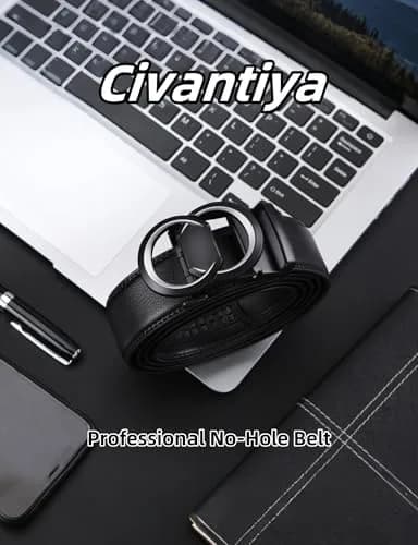 Civantiya Men's Ratchet Belt Leather Belt 36-42" | Perfect Fit with Auto-Lock (Black Style 01, 1.38" Wide) thumbnail 8