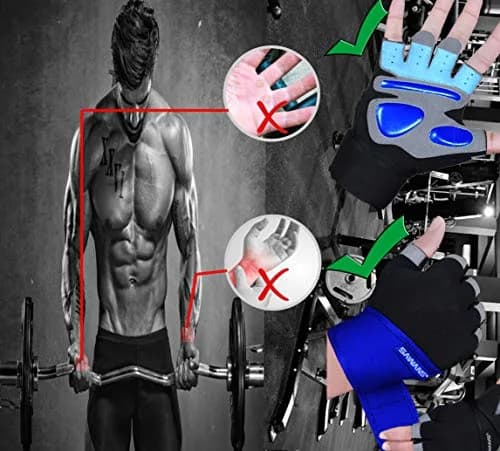SAWANS Fitness Workout Gloves for Men Women | Breathable, Wrist Support, Padded, Long Wrist Straps (Large) thumbnail 4