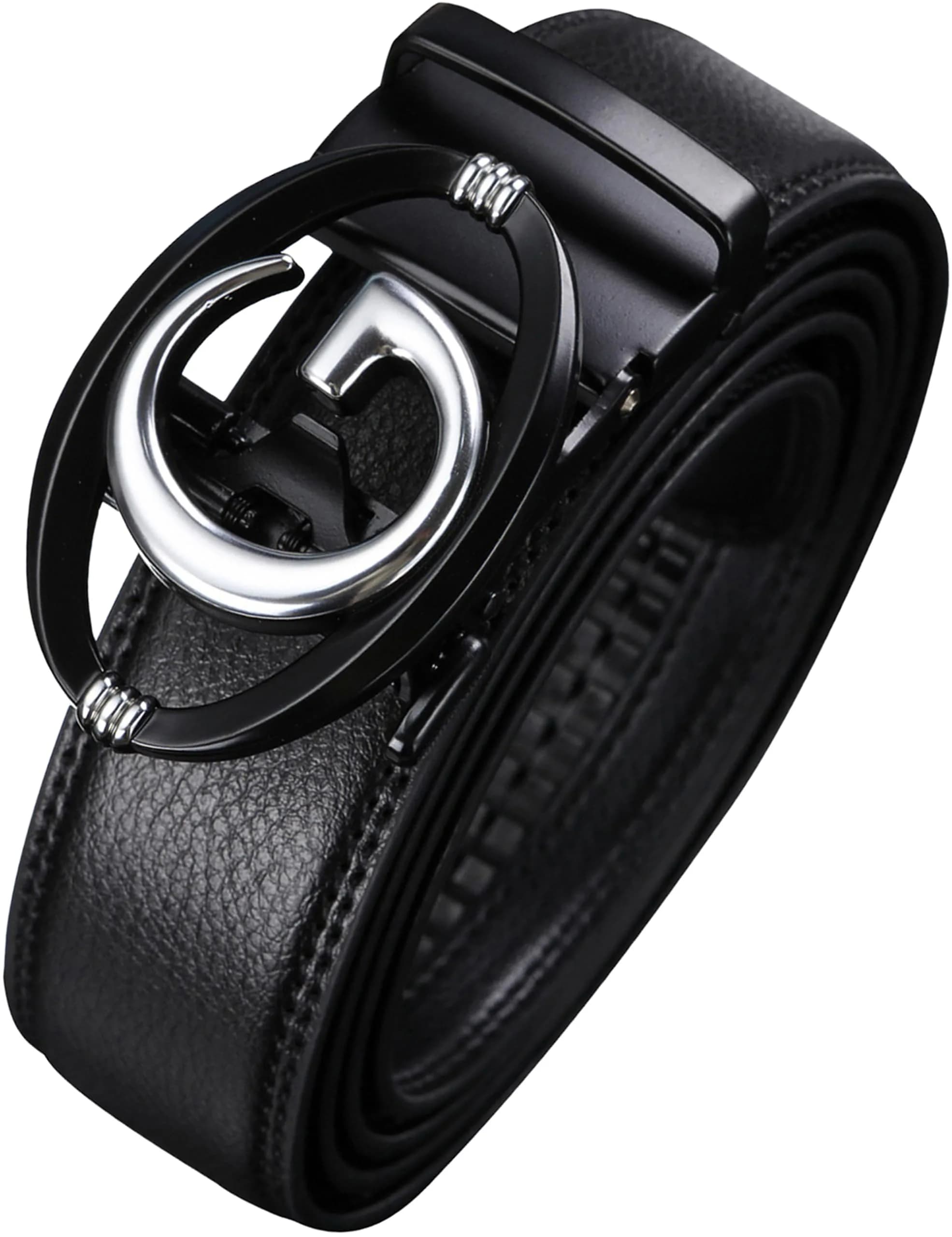 Civantiya Men's Ratchet Belt Leather Belt Adjustable for Men Gift 1 3/8-Inch | Perfect Fit & Urban Style — Black Style 03