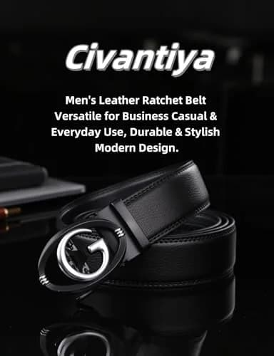 Civantiya Men's Ratchet Belt Leather Belt Adjustable for Men Gift 1 3/8-Inch | Perfect Fit & Urban Style thumbnail 7