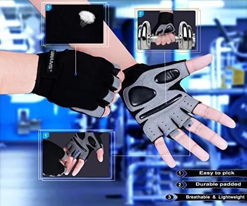 SAWANS Fitness Workout Gloves for Men Women | Breathable, Wrist Support & Padded Grip (M, Short Wrist) thumbnail 6