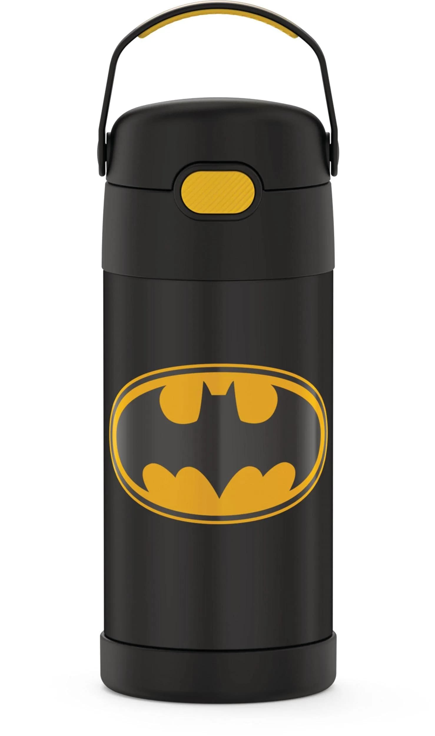 THERMOS FUNTAINER Batman Water Bottle with Straw, 355ml (12oz) | Keeps Drinks Cold for 12 Hours — Batman
