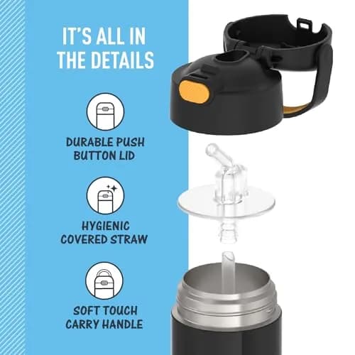 THERMOS FUNTAINER Batman Water Bottle with Straw, 355ml (12oz) | Keeps Drinks Cold for 12 Hours thumbnail 4