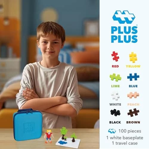 PLUS PLUS Travel Case, 100 Piece Basic Mix | Mini Waffle Blocks for Kids thumbnail 2