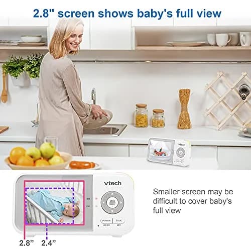 VTech VM923 Baby Monitor with Pan-Tilt-Zoom Camera | Secure FHSS Transmission, 19-Hour Battery, 2.8" Screen, 1000ft Range, Temp Sensor, 2-Way Talk thumbnail 5