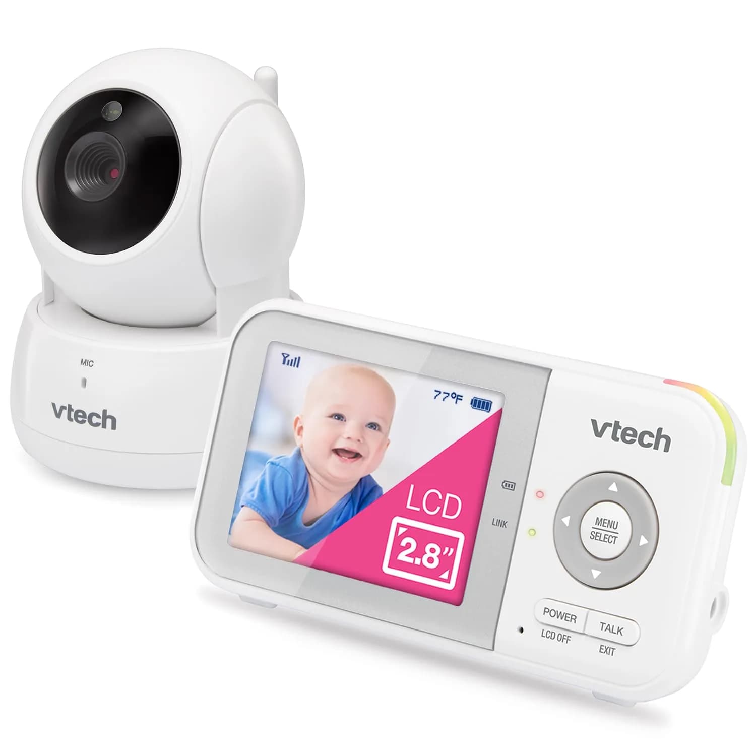 VTech VM923 Baby Monitor with Pan-Tilt-Zoom Camera | Secure FHSS Transmission, 19-Hour Battery, 2.8" Screen, 1000ft Range, Temp Sensor, 2-Way Talk - main product image