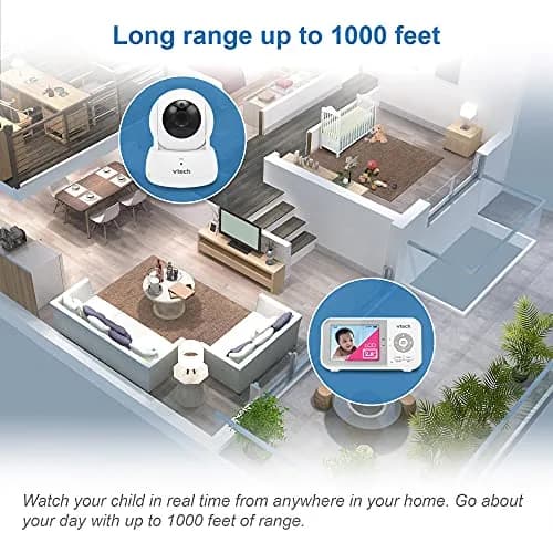 VTech VM923 Baby Monitor with Pan-Tilt-Zoom Camera | Secure FHSS Transmission, 19-Hour Battery, 2.8" Screen, 1000ft Range, Temp Sensor, 2-Way Talk thumbnail 8
