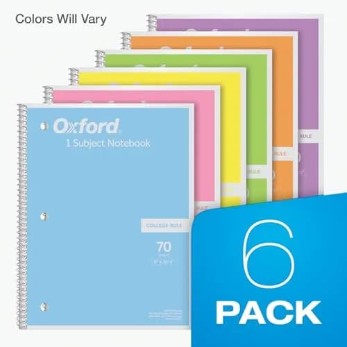Oxford Pastel Pink Spiral Notebook, 1 Subject, College Ruled, 8 x 10-1/2 Inch, 70 Sheets, Set of 6 thumbnail 7