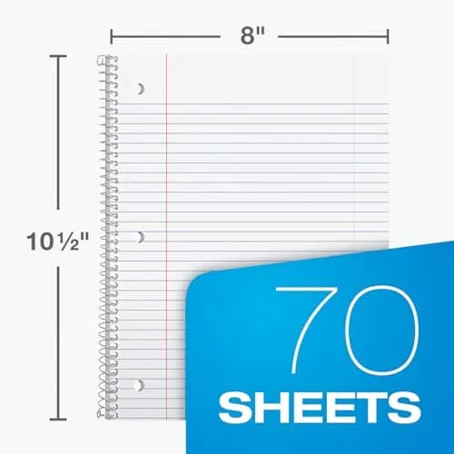 Oxford Pastel Pink Spiral Notebook, 1 Subject, College Ruled, 8 x 10-1/2 Inch, 70 Sheets, Set of 6 thumbnail 2