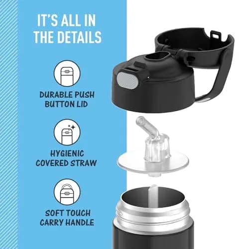 THERMOS FUNTAINER Water Bottle with Straw, 12oz (355ml) Black | Keeps Drinks Cold for 12 Hours thumbnail 4
