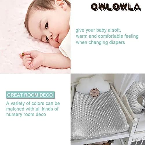 OWLOWLA Changing Pad Cover Soft Minky Table Sheets Baby Boys Girls | Ultra-Soft & Breathable, Fits Most Standard Pads, Easy to Wash, Khaki thumbnail 4