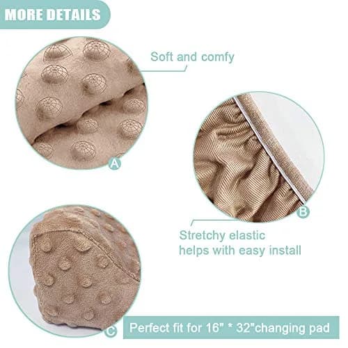 OWLOWLA Changing Pad Cover Soft Minky Table Sheets Baby Boys Girls | Ultra-Soft & Breathable, Fits Most Standard Pads, Easy to Wash, Khaki thumbnail 3