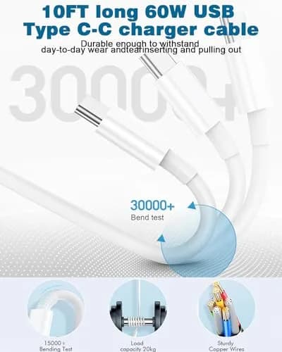 Nuinno 20W Fast Charger for iPhone 17/16/15 & iPad, 2 Pack, 10FT Cables | Ultra-Fast Charging with Safety thumbnail 4