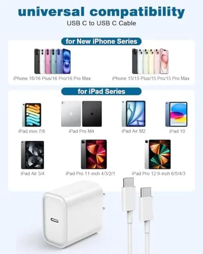 Nuinno 20W Fast Charger for iPhone 17/16/15 & iPad, 2 Pack, 10FT Cables | Ultra-Fast Charging with Safety thumbnail 7