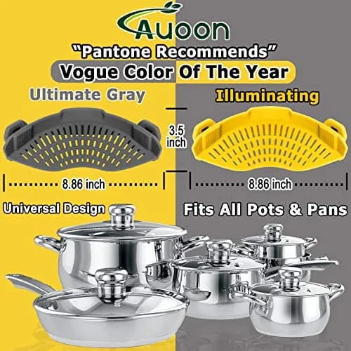 AUOON Clip On Food Strainer for Pots 2Pack | Space-Saving Silicone Kitchen Gadget thumbnail 6