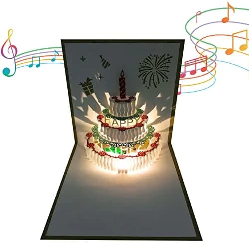 Akeydeco 3D Pop Up Birthday Card with Warming LED Light & Music | Handmade Musical Cake Design thumbnail 2
