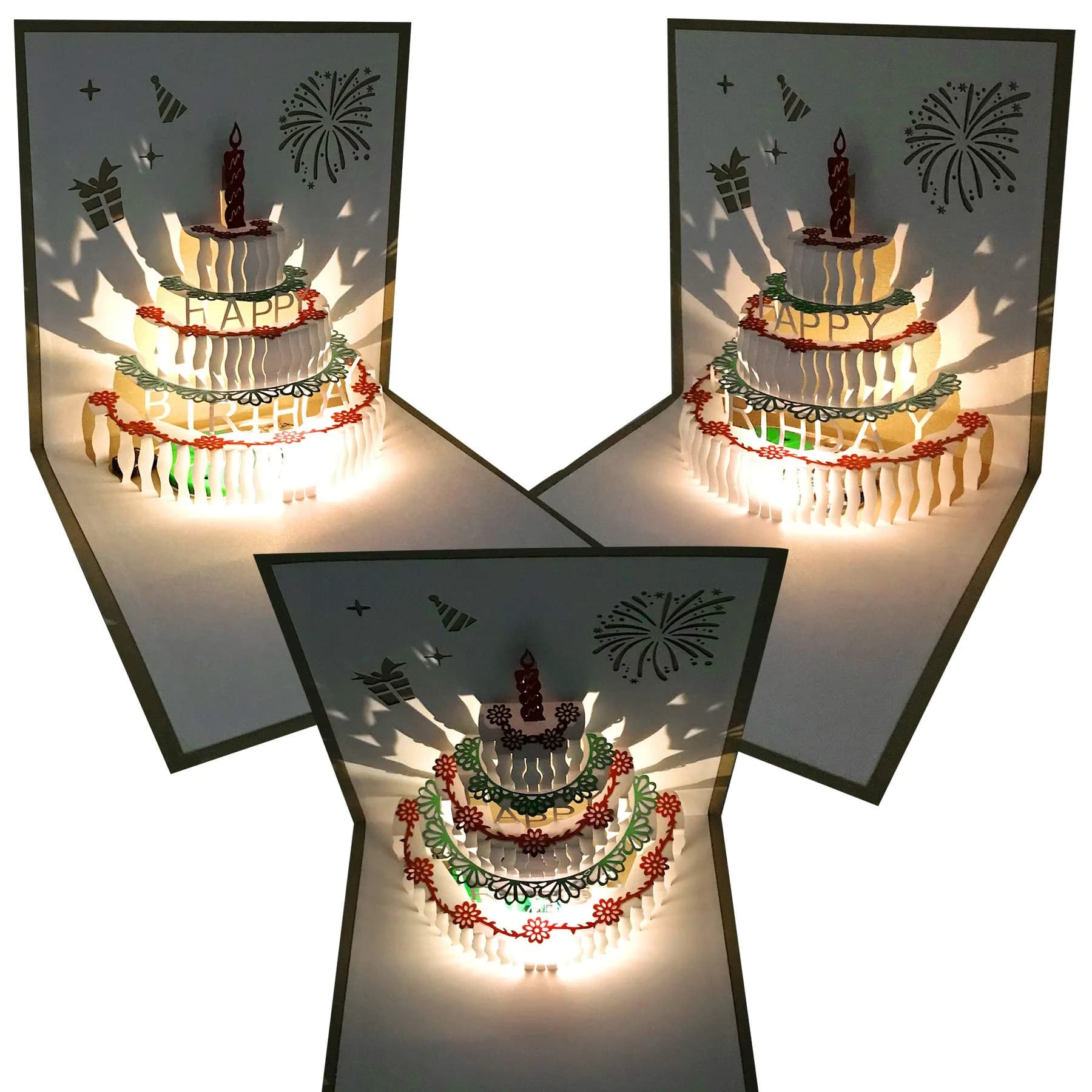 Akeydeco 3D Pop Up Birthday Card with Warming LED Light & Music | Handmade Musical Cake Design - view 3