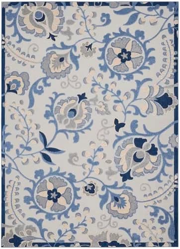 Nourison Home Aloha Blue Grey 9' x 12' Area Rug | Easy Clean, Non Shedding, Indoor/Outdoor Use thumbnail 4