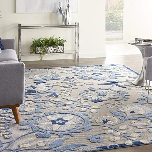 Nourison Home Aloha Blue Grey 9' x 12' Area Rug | Easy Clean, Non Shedding, Indoor/Outdoor Use thumbnail 5
