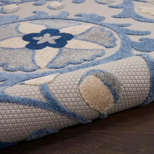 Nourison Home Aloha Blue Grey 9' x 12' Area Rug | Easy Clean, Non Shedding, Indoor/Outdoor Use thumbnail 9