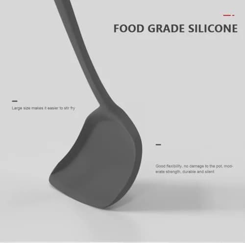 AOTHOD Silicone Cooking Utensils Set - 446°F Heat Resistant Kitchen Gadgets for Nonstick Cookware (Large, Gray) thumbnail 4
