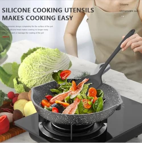 AOTHOD Silicone Cooking Utensils Set - 446°F Heat Resistant Kitchen Gadgets for Nonstick Cookware (Large, Gray) thumbnail 7