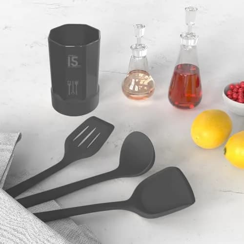 AOTHOD Silicone Cooking Utensils Set - 446°F Heat Resistant Kitchen Gadgets for Nonstick Cookware (Large, Gray) thumbnail 8