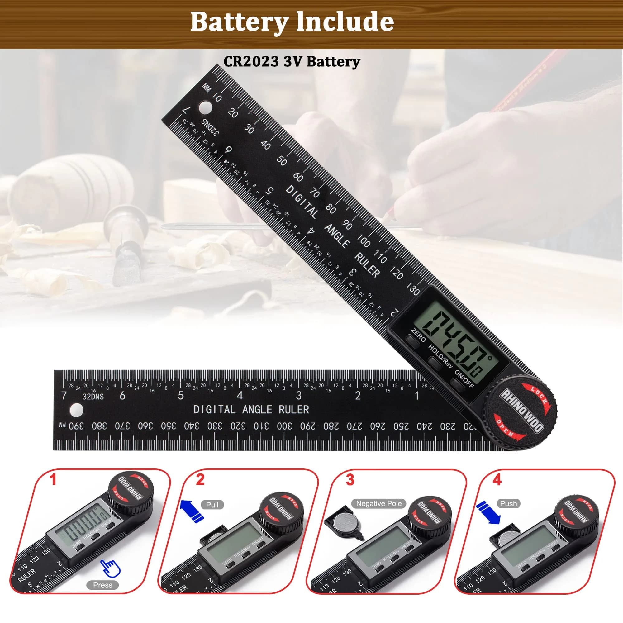 TBVHOMM Digital Angle Finder Protractor with 7-inch Ruler, 0-360° Measurement, Enhanced ABS | Precision Tool for Woodworking and Construction - view 5