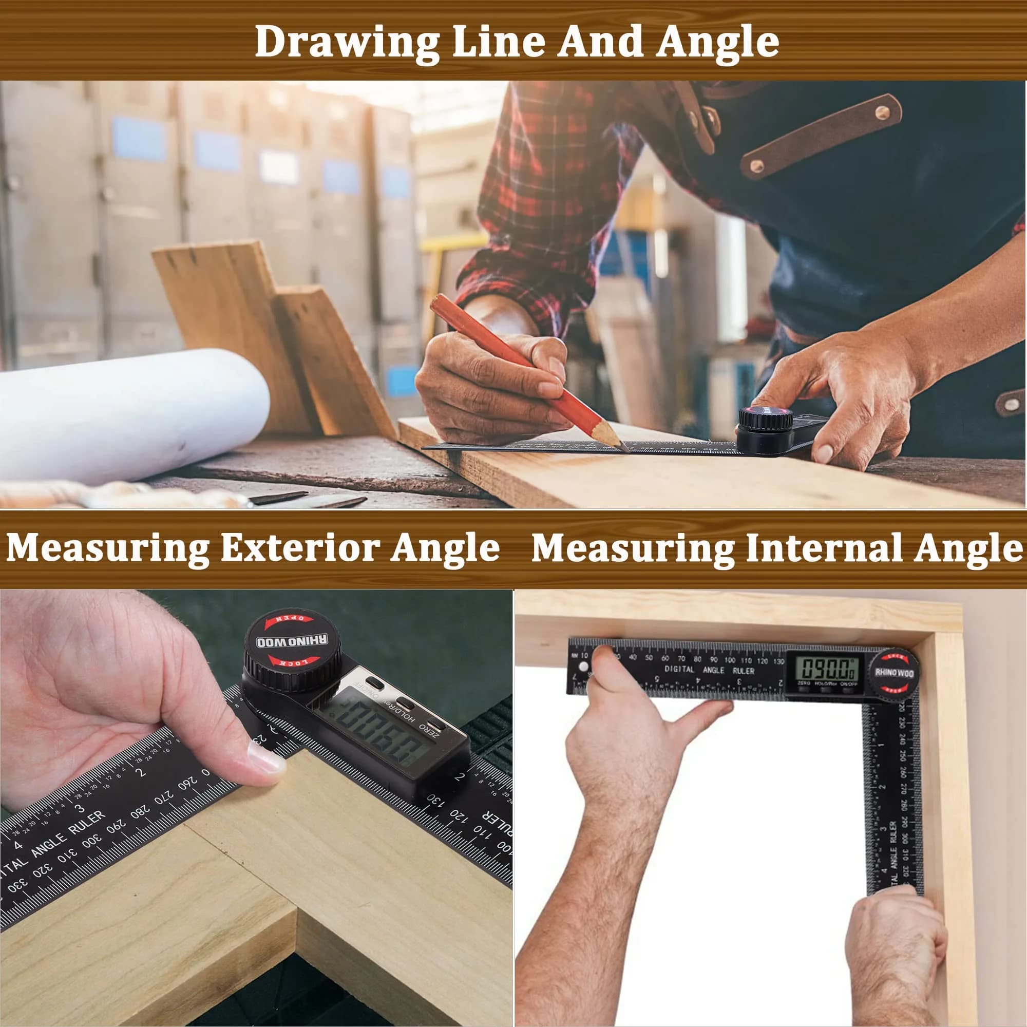 TBVHOMM Digital Angle Finder Protractor with 7-inch Ruler, 0-360° Measurement, Enhanced ABS | Precision Tool for Woodworking and Construction - view 6