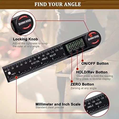 TBVHOMM Digital Angle Finder Protractor with 7-inch Ruler, 0-360° Measurement, Enhanced ABS | Precision Tool for Woodworking and Construction thumbnail 2