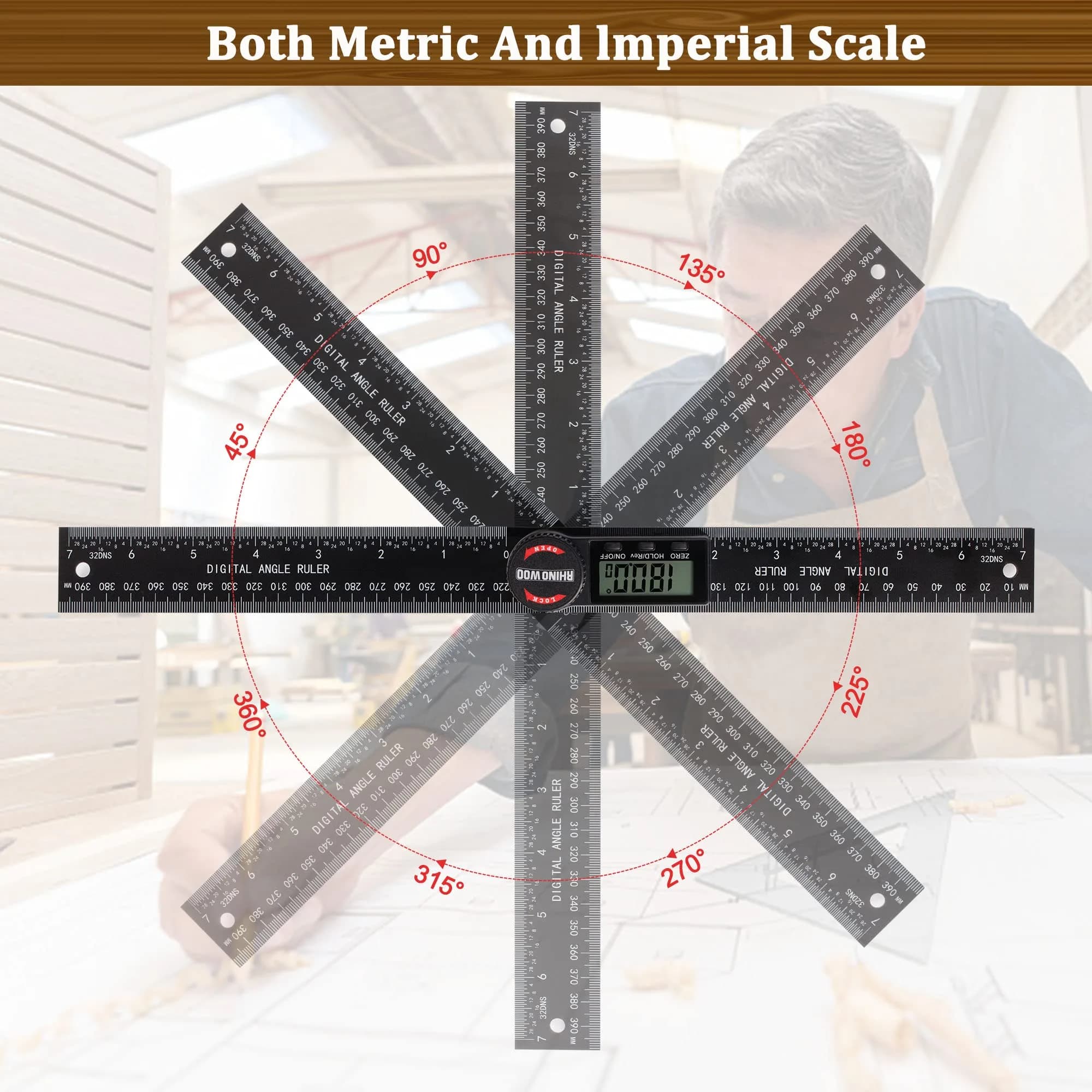 TBVHOMM Digital Angle Finder Protractor with 7-inch Ruler, 0-360° Measurement, Enhanced ABS | Precision Tool for Woodworking and Construction - view 4