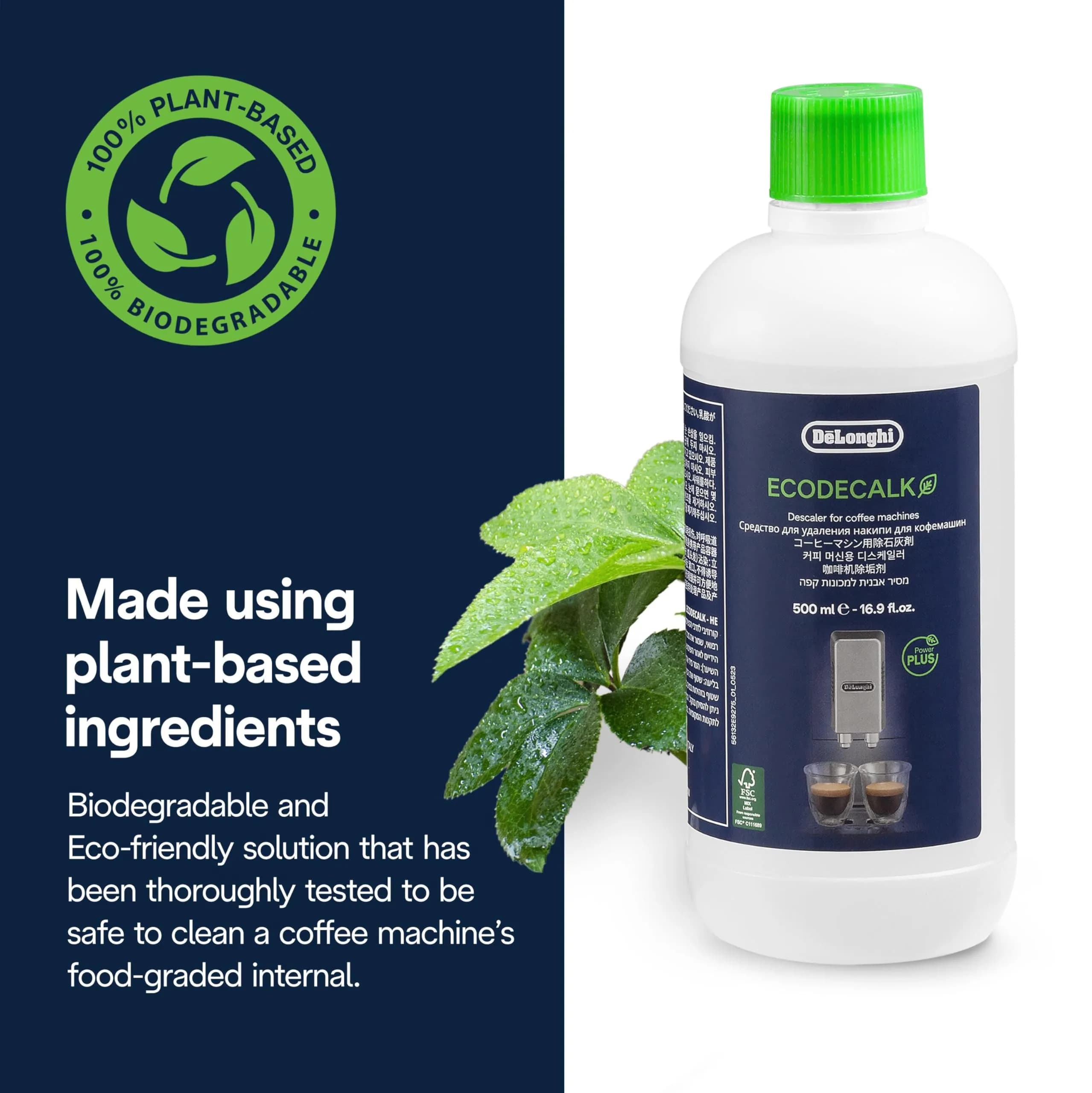 De'Longhi EcoDecalk Descaler 2-Pack 1000ml (33.8 Fl Oz) | Eco-Friendly Universal Limescale Solution for Coffee & Espresso Machines - view 5