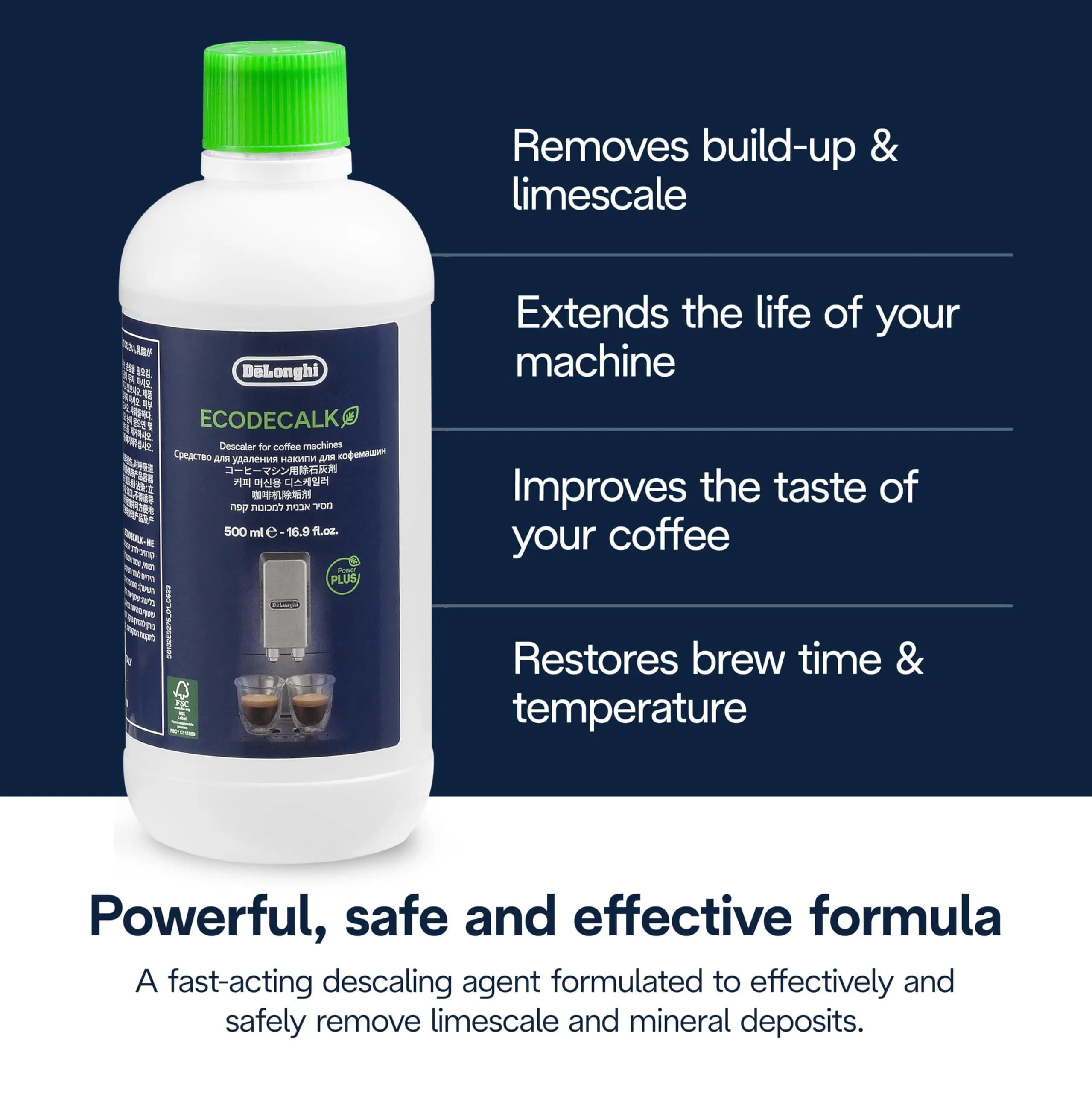 De'Longhi EcoDecalk Descaler 16.9 Fl Oz (Pack of 2) - Universal Coffee Machine Cleaning Solution - view 4