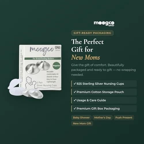 MOOGCO Original Silver Nursing Cups - Nipple Shields for Breastfeeding Newborn | Solid 925 Sterling Silver thumbnail 9